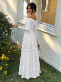 Polka-Dot Off Shoulder Long Sleeve Sexy Maxi Dress GMYS-WL8515