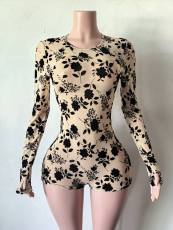 Pre Order: About 7 work days shipping Mesh Printed Romper YUEM-202696