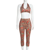 Leopard Printed Mesh Three Piece Pants Set MXBF-J26ST455