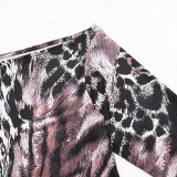 Off Shoulder Animal Print Two Piece Short Set MXBF-C26ST403