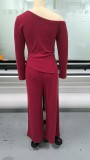 Slim Long Sleeve Top And Wide-leg Pants  Two Piece Set GMYS-WL260702