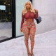 Leopard Printed Mesh Three Piece Pants Set MXBF-J26ST455