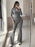 Slim Cropped Cardigan High-Waisted Flared Pants Two Piece Set GMYS-WL260723