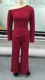 Slim Long Sleeve Top And Wide-leg Pants  Two Piece Set GMYS-WL260702