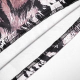 Off Shoulder Animal Print Two Piece Short Set MXBF-C26ST403