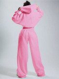 Fleece-lined Zipper Solid Color Jumpsuit CH-26052