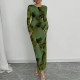 Long Sleeve Printed Maxi Dress GNZD-60254DBZ