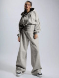 Fleece-lined Zipper Solid Color Jumpsuit CH-26052