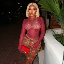 Leopard Printed Mesh Three Piece Pants Set MXBF-J26ST455