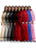 Fleece-lined Zipper Solid Color Jumpsuit CH-26052