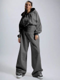 Fleece-lined Zipper Solid Color Jumpsuit CH-26052