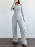 Slim Long Sleeve Top And Wide-leg Pants  Two Piece Set GMYS-WL260702