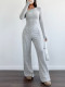 Slim Long Sleeve Top And Wide-leg Pants  Two Piece Set GMYS-WL260702