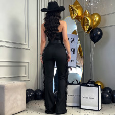 Halterneck Sleeveless Vest Tassel Pants 2 Piece Set BY-7831