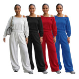 Sport Long Sleeve Solid Color Two PIece Pants Set AIL-374