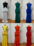 Deep V Neck Ruched Evening Dress GADE-11679