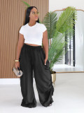 Solid Color Drawstring Ruched Pants AIL-373