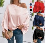 Solid Color Bat Sleeve Loose Top GSRX-1013