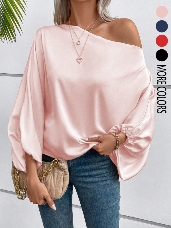 Solid Color Bat Sleeve Loose Top GSRX-1013