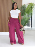 Solid Color Drawstring Ruched Pants AIL-373