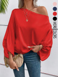 Solid Color Bat Sleeve Loose Top GSRX-1013