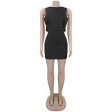Sleeveless Solid Color Mini Dress BY-7830