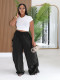 Solid Color Drawstring Ruched Pants AIL-373