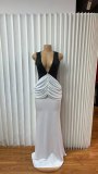 Deep V Neck Ruched Evening Dress GADE-11679