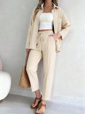 Solid Color Long Sleeve Shirt Pants 2 Piece Set GSRX-1019