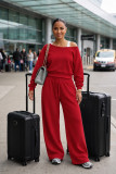 Sport Long Sleeve Solid Color Two PIece Pants Set AIL-374