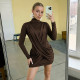 Solid Color High Collar Ruched Maxi Dress GSZM-D26DS410