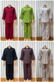 Solid Color Lapel Shirt Loose Two Piece Pants Set GADE-9586