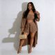 Solid Color Sweater Three Piece  Shorts Set YS-S869