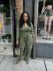 Solid Color Zipper Top Two Piece Pants Set TR-1375