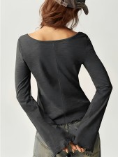 Square Neck Long Sleeve T Shirt GMYS-WL260721