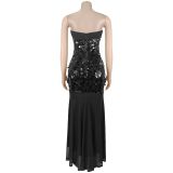 Sexy Sequin Off Shoulder Evening Dress BY-7862