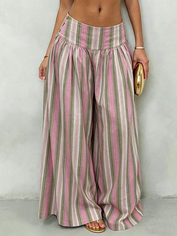 Bohemian Striped Printed Wide Leg Pants GMYS-WL260722