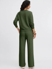 Solid Color V Neck Top Two Piece Pants Set GMYS-XY6060