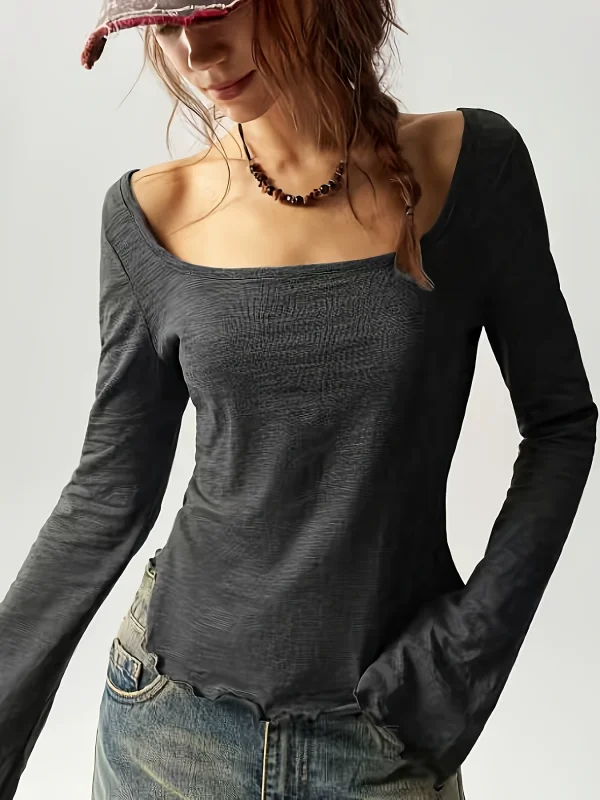 Square Neck Long Sleeve T Shirt GMYS-WL260721