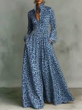 Plus Size Leopard Printed Long Sleeve Maxi Dress GQLK-6697
