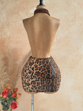 Leopard Sequin Patchwork Backless Knits Mini Dress GZIY-6552