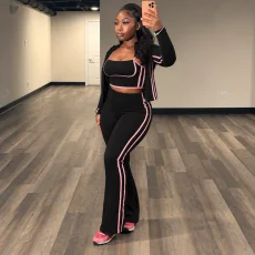 Contrast Color Sling Three Piece Pants Set HNIF-TY047