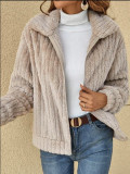 Plus Size Plush Cardigan Lapel Short Jacket﻿ GMYS-LWZ0134