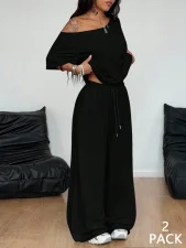 Solid Color Top Two Piece Pants Set GMYS-LWZ8323