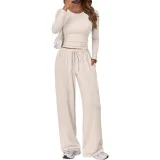 Solid Color Long Sleeve Casual Pants Suit GMYS-LWZ8263