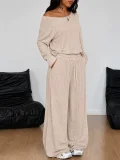 Solid Color Top Two Piece Pants Set GMYS-LWZ8323