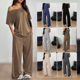 Solid Color Top Two Piece Pants Set GMYS-LWZ8323