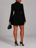 Long Sleeve Ruched Solid Mini Dress HNIF-SY050