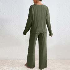 V Neck Long Sleeve Loose Two Piece Pants Set GMYS-LWZ8308