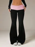 Color Block Patchwork Micro Flare Pants GMYS-WL260718